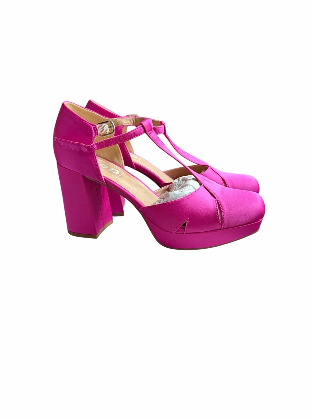 NWT Pop “Westerly” Hot Pink Poly Satin Upper 2” Chunky Block Heels